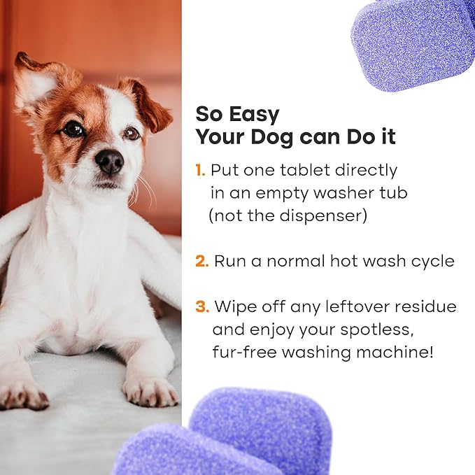Fursprint Washing Machine Cleaner Tablets Ultra – 40% Stronger Formula: Designed for Pet Owners, Removes Residue, Grime & Odors, Compatible with HE, Top & Front Load, 24 Pack – 12 Month Supply