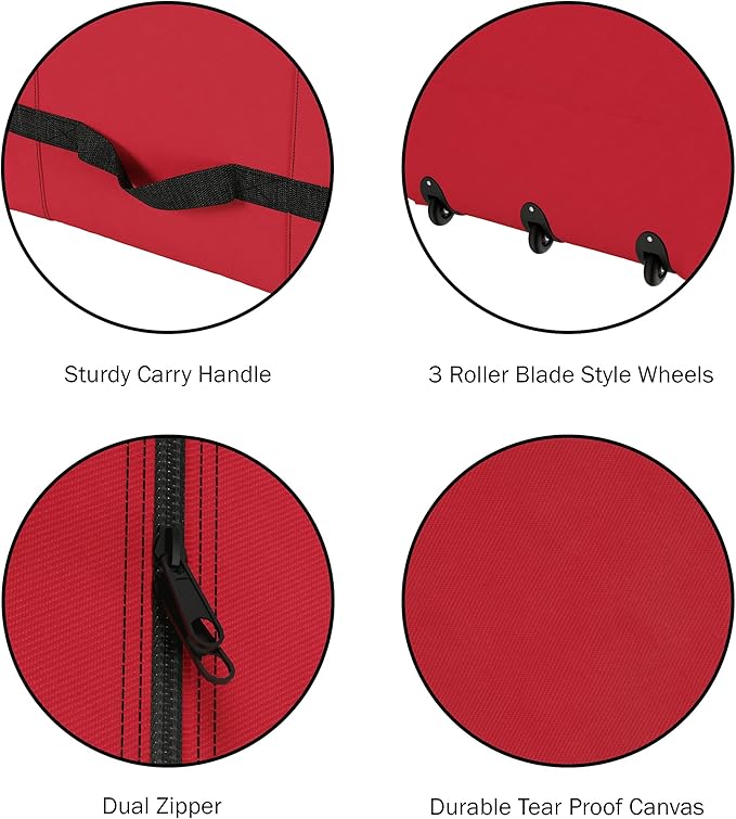 Christmas Tree Storage Bag with Wheels - Canvas Duffel for 12-Foot Fake Trees and Protecting Holiday Decorations and Inflatables by Elf Stor (Red)