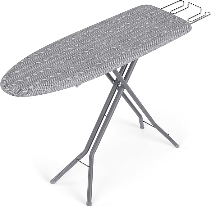 SONGMICS Ironing Board, Foldable Iron Board, Height Adjustable up to 35 Inches, with 4 Layered Cover and Pad, Iron Rest, Hook, Steel X-Legs, for Home, Laundry Room, Dorm, Dove Gray ULLB001G01