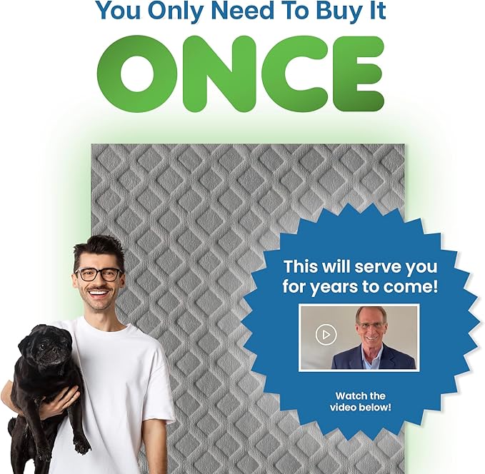 RugPadPets Waterproof Rug Pad, 8x10 ft (3/8" Thick) – Non-Slip Gripper for Carpet & Hardwood Floors – Washable, Pet-Friendly, Protects Floors from Spills, Scratches & Accidents