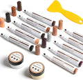 DEWEL 10 Colors Furniture Markers Touch Up & 2 Colors Wood Putty, Wood Scratch Repair Kit for Filling Scratches, Cracks, Holes, Dents, Scuffs - A Simple and Convenient Wooden Repair Solution