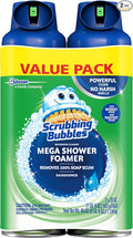 Scrubbing Bubbles Mega Bathroom and Shower Foamer Aerosol, Rainshower Scent, 20oz (Pack of 2)