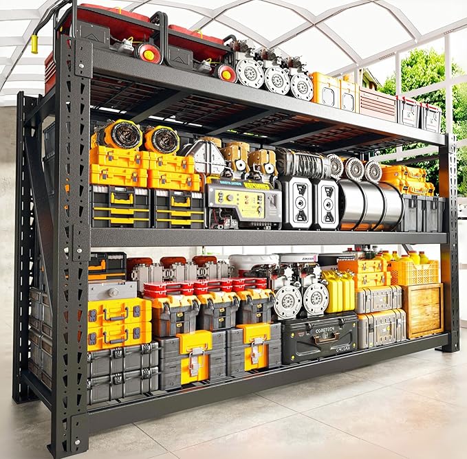 Bepatio 7050LBS Garage Shelving Heavy Duty 67.6''W Storage Shelves Metal Shelving Unit, 3 Tire Shelf,Adjustable Industrial Shelving for Warehouse Commercial Storage Rack,67.6''Wx23.7''Dx66''H