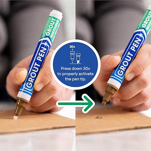 Grout Pen Brown Tile Paint Marker: Waterproof Grout Paint, Tile Grout Colorant and Sealer Pen - Brown, Wide 15mm Tip (20mL)