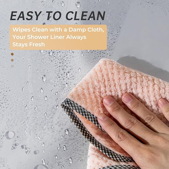 AmazerBath Stall Shower Curtain 36x72, Heavy Duty Plastic, Grey with 2 Weighted Stones and 6 Grommet Holes