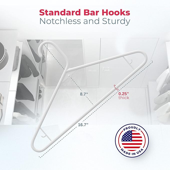 Neaties Plastic Hangers 30 Pack – Made in The USA – 6lb Capacity Standard Clothes Hangers with Strap Hooks for Dresses, Lingerie, Shirts, Pants, and Jackets – Blue