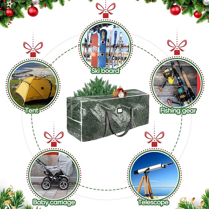 BALEINE 9 ft Christmas Tree Storage Bag, Heavy Duty Extra Large Artificial Christmas Tree Bag with Reinforced Handles and Dual Zippers Wide Opening (Transparent, 9 ft)