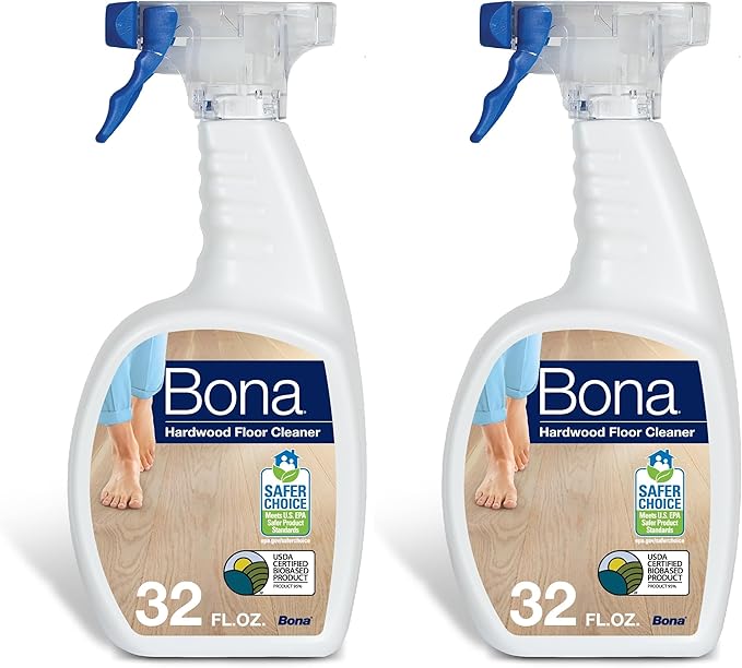 Bona Hardwood Floor Cleaner Spray - 32 fl oz - Unscented - Residue-Free Household Floor Cleaning Solution for Wood Floors (Pack of 2)