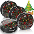 Aliceset 4 Pack Wreath Storage Containers, Christmas Ornament Garland Wreath Storage Bags with Handle Dual Zipper Large Decorative Storages Box for Winter Wreaths(24 x 24 x 7.8 Inch,Black)