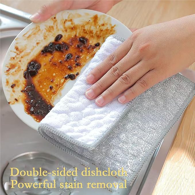 xingjieyun New Scratch-Resistant Multi-Functional Metal Wire Dish Cloth, Double-Sided for Wet and Dry use, Suitable for Washing Dishes, cookware, Sinks, stoves, and Kitchen Cleaning(2PCS)