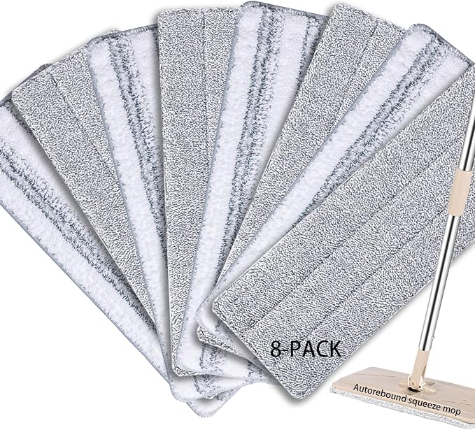 Bycarm Flat Mop Pads Compatible with Joymop, Joymoop Mop Replacement Pads for Joy 13 inch Flat Moop, Washable Squeeze Microfiber Mop pad for Floor Cleaning(8 Pack Refill, 13"X 4.9")