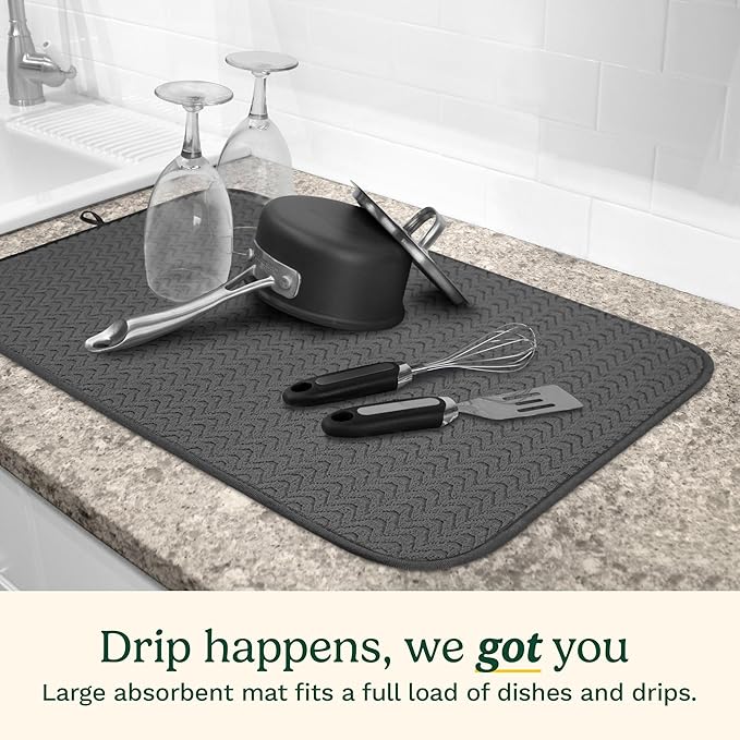 Cuisinart Dish Drying Mats for Kitchen Counter - (2) 18" x 24" Ultra Absorbent Dish Drying Mat XL - Foldable, Machine Washable, Fast Drying Dish Mat