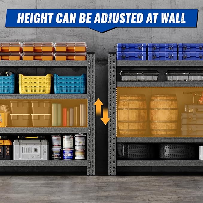 BYNSOE 68" W Storage Shelves 8000lbs Garage Metal Shelving Heavy Duty Garage Shelves Adjustable Storage Shelves for Industrial, Factory, (68" W X 24" D X 63.5" H)