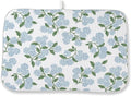 Blue Sage Green Floral Dish Drying Mat 18 x 24 Inch Spring Hydrangea Floral Drying Mat for Kitchen Counter Absorbent Summer Flowers Dishes Dry Pad for Drainer Rack Kitchen Fast Dry