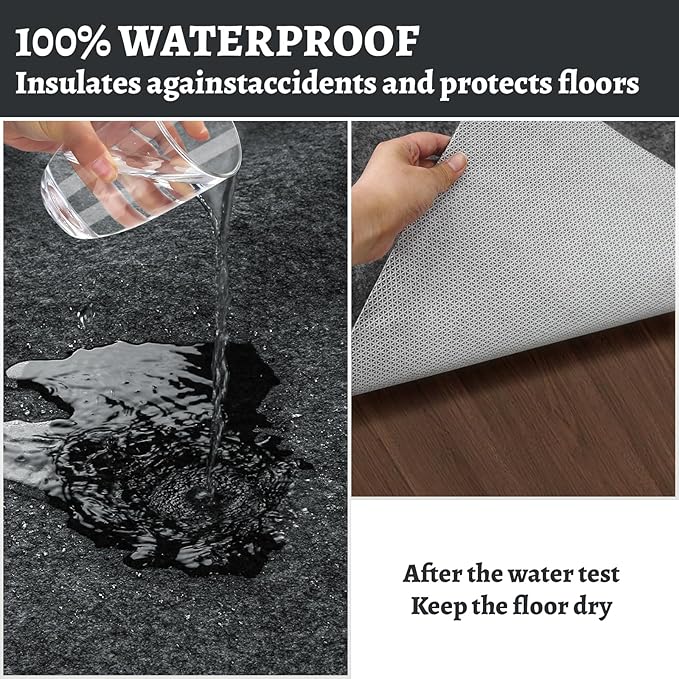 100% Waterproof Rug pad, 8x10 ft Area Rug Non-Slip Rug Pads, 1/4" Thick Carpet Pads for All Floors and finishes, Felt pad for Hardwood Floors, Keep Carpets in Place Soft and Secure