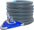 POOLWHALE Professional 1-1/2-Inch x 24-Feet Swimming Pool Vacuum Hoses with Swivel Cuff and Triangular Weighted Flex Vacuum Head, Perfect for Above Ground and Small Inground Pools