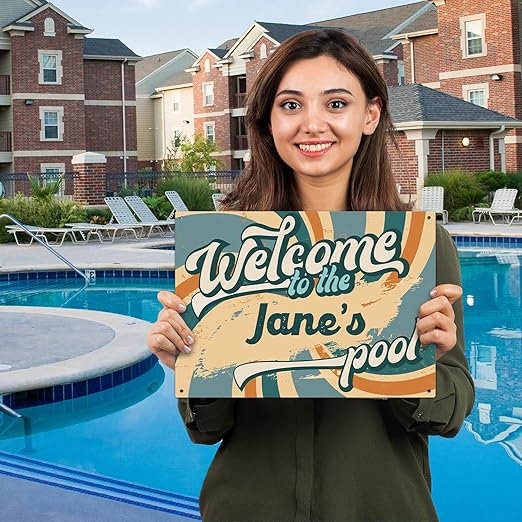 Custom Pool Sign, Fun Welcome To the Pool For Décor Sign, 10x14 Inches, Rust Free .040 Aluminum, Fade Resistant, Made in USA by Sigo Signs