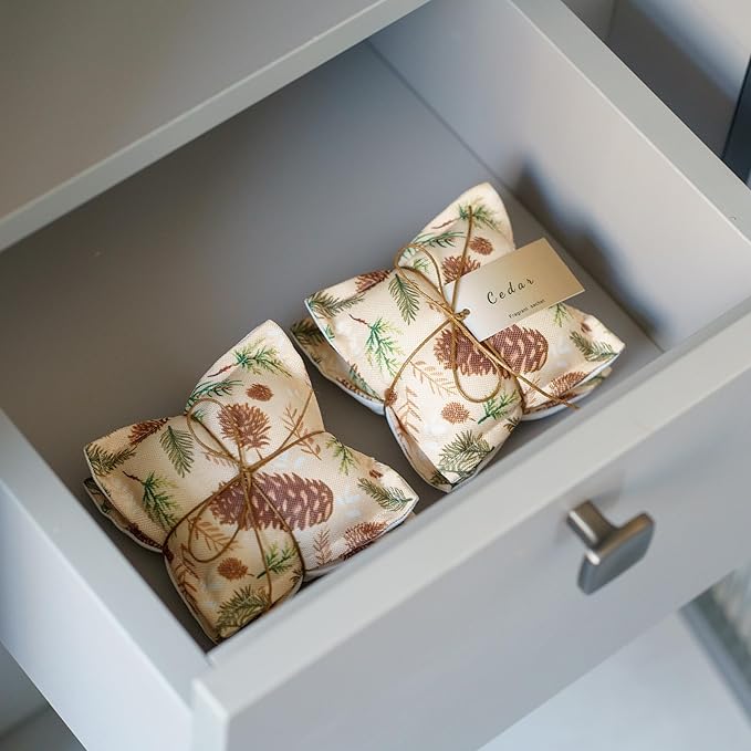 AUCUDA Cedar Scented Spring 4pcs Sachet Bags for Drawers and Closets Decorations, Potpourri Packets for Women Clothes Storage, Spring Wedding Fragrance Pillow for Bedroom Indoor, Air Fresheners.