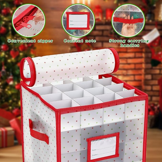 Christmas Tree Ball Organizer Ornament Storage Containers，Ornament Storage Box Hard Plastic Containers That Store Up To 64 Holiday Ornaments
