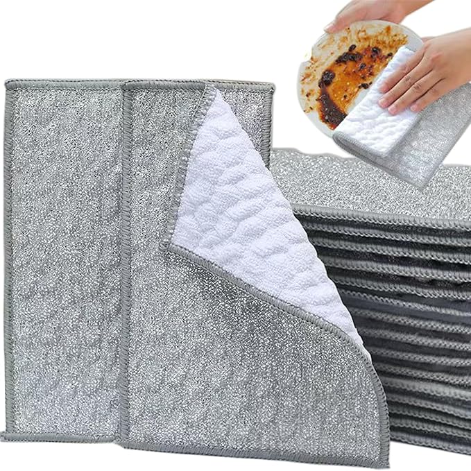 xingjieyun New Scratch-Resistant Multi-Functional Metal Wire Dish Cloth, Double-Sided for Wet and Dry use, Suitable for Washing Dishes, cookware, Sinks, stoves, and Kitchen Cleaning(2PCS)