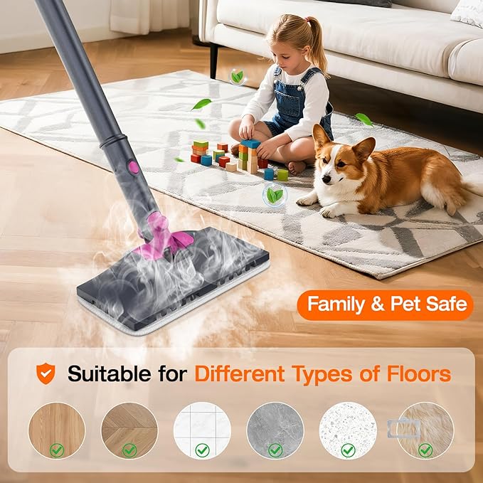 ScrubWiz 10-in-1 Steam Cleaner, Steam Mop & Detachable Handheld Steam Cleaner, 320ml Water Tank, 10s Fast Heating, Portable Steamer for Kitchen, Floor, Tiles, Home, BBQ, Ergonomic Handle, Mid Gray