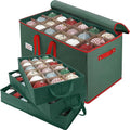 Christmas Ornament Storage Box, Stores Up to 54-4" Ornaments, 3 Individual Trays, Adjustable Dividers, 600D Oxford Fabric, Large Organizer Bin to Protect and Store Holiday Décor