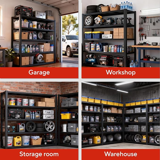 CXDMB Garage Shelving, Heavy Duty Storage Shelves Metal Shelf Unit Adjustable Industrial Storage Racks for Shop,Warehouse,Basement (83" H X 55" W X 24" D, 5)