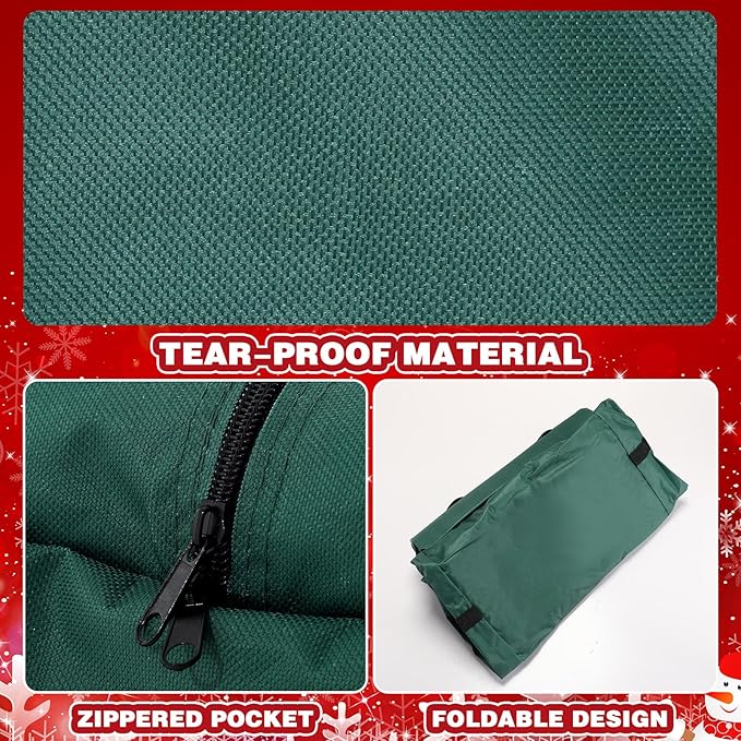 2 Pcs Christmas Tree Storage Heavy Duty Containers 7.5 ft Zippered Rolling Tree Storage Bag Christmas Box Bag with Wheels and Handles for Disassembled(Green)
