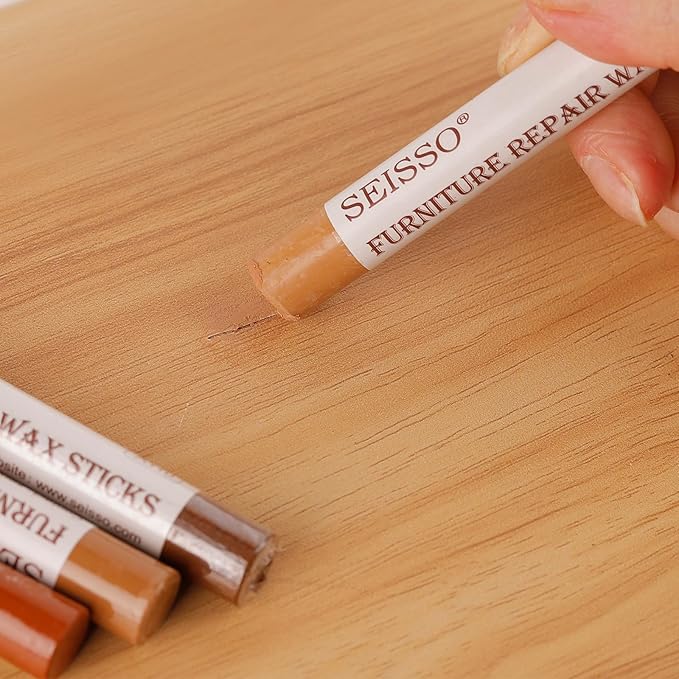 SEISSO Furniture Repair Crayon, 6 Pcs - Wood Filler Sticks, Scratch Repair Wax, Furniture Marking Repair - Scratch, Hole, Table, Wood Floor, Guitar, Covering, Instrument Fill Sticks-Cherry Wood