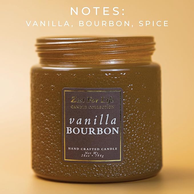 A Cheerful Giver - 28oz Large Scented Candle Jar with Lid- Zest for Life - 130 Hours of Burn Time, Gift for Women (Large, Vanilla Bourbon)