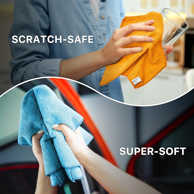 Simple Houseware Microfiber Cleaning Cloth 20 Pack, 12" x 16", 4 Colors