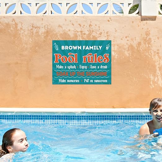 Custom Pool Sign, Pool Rules Enjoy Swimming for Pool Décor Sign, 18x24 Inches, Rust Free .063 Aluminum, Fade Resistant, Made in USA by Sigo Signs