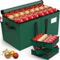 Christmas Ornament Storage Box - Large & Sturdy Christmas Storage Container with Adjustable Dividers, 8 Individual Trays and Handles, Holds up to 128 Holiday Decorations (Green)