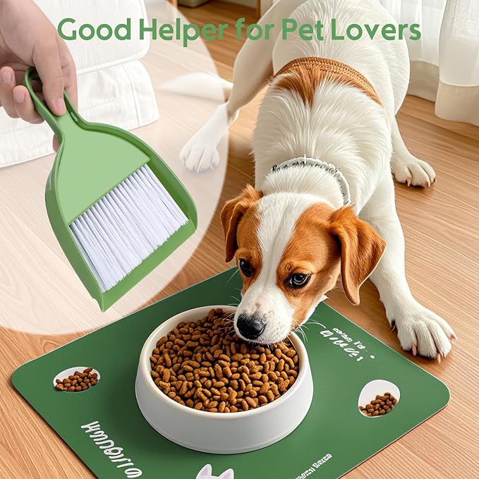 THINKLEARN 2PCS Small Broom and Dustpan Set, Mini Dust Pan and Brush, Hand Whisk for Pets, Kids, Desk, Home, Camping, Green Cleaning Supplies