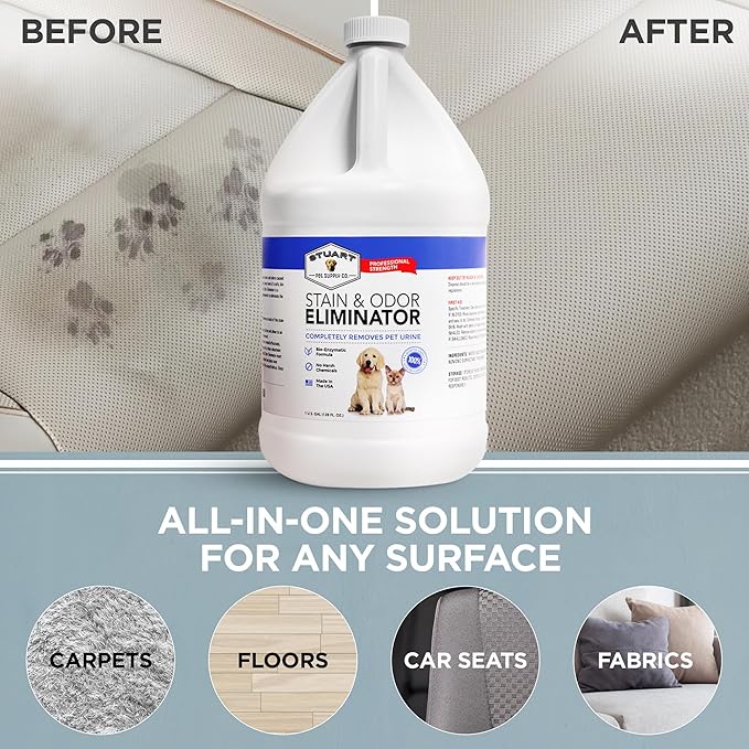Stuart Pet Supply Co. Professional Strength Pet Odor Eliminator | Urine Odor Remover | Pet Urine Enzyme Cleaner | Pet Stain and Odor Remover | Enzymatic Cleaner for Dog Urine and Cat Urine
