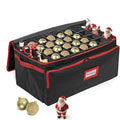 Premium Christmas Ornament Storage Box – Holds up to 72-3” Ornaments + 6 Side Slots for Figurines & Nutcrackers – Holiday Decoration Organizer – Durable 600D Black Canvas