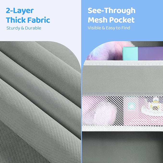 Yecaye 3 Pack Over the Door Organizer, 35.2lbs Load Toy Stuffed Animal Storage, Swing-proof Hanging Bathroom Organizers and Storage for Nursery Newborn Baby Essential Stuff Dorm Room Essentials Grey