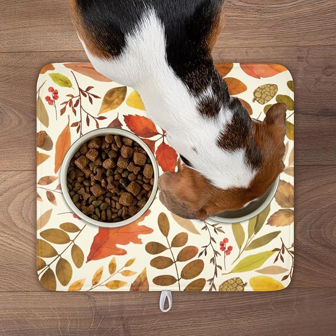 Fall Dish Drying Mat for Kitchen Counter 18x16 Inch Watercolor Autumn Maple Leaf Drying Mat with Absorbent Reversible Microfiber Dish Drainer Mats Rack Pad for Coffee Bar Countertop Protector