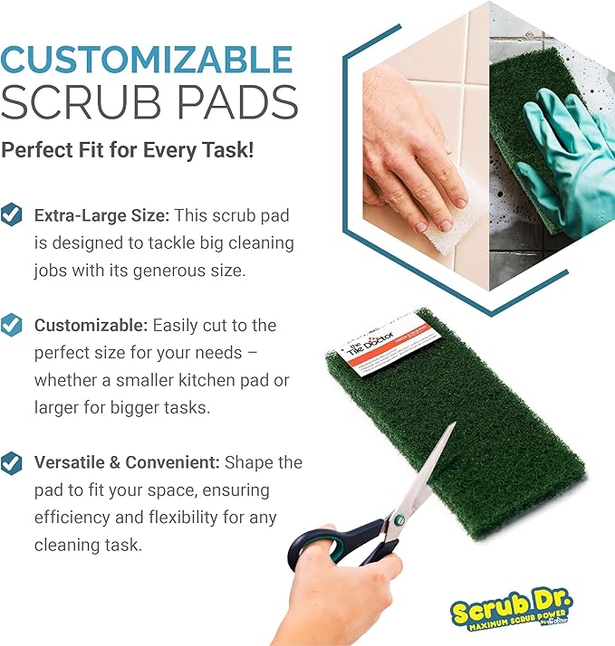 The Tile Doctor Multipurpose Scrub Pad Set - Ideal for Bathroom, Kitchen & Floor Cleaning - Non-Scratch Dish Sponge & Shower Scrubber - Perfect for Tile, Tub & Scotch Brite Pads - Multicolor