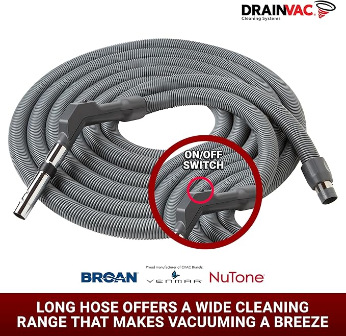Central Vac System Carpet and Bare Floor Air Turbine Pet Care Attachment Set for Cleaning Home, Includes 30FT Crushproof Hose, Air turbine and Soft-Bristle Brush, Crevice Tool, Wand & Mesh Storage Bag