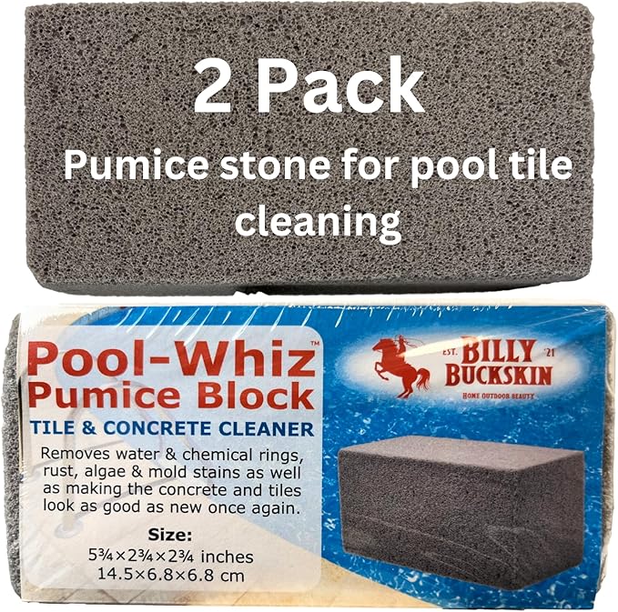 Pool-Whiz Pumice Stone for Pool (2-Pack) | Pool Tile & Concrete Cleaner | Pumice Stone for Cleaning Spas, Water Features & Bathroom Floors | Cleaning Block for Rust & Stains by Billy Buckskin