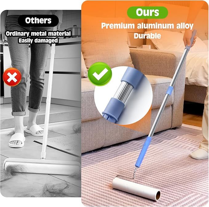 Large Lint Roller for Pet Hair Extra Sticky,10 Years Lifespan,9.45''/6.3" Pet Hair Removal Tool Roller for Dog Cat Hair,450 Sheets/5 Refills,Detachable Telescoping Extension Lint Remover Brush