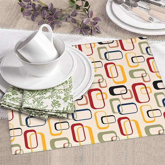Mid Century Modern Retro Dish Drying Mat for Kitchen Counter Washable Absorbent Reversible Microfiber Vintage Decorative Drying Pad Kitchen Accessories 16x18 Inch