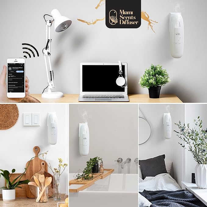 Plug in Wall Waterless Diffuser + Secret Hotel Essential Oils 4 Fl Oz Included Coverage Up to 500 SqFt Smart Bluetooth App Control Scent Air Machine for Home, Office and Spa Ideal for Aromatherapy.