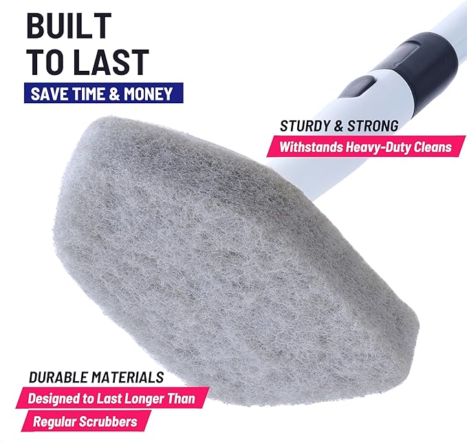 Moku Home Replacement Scrubber Refill for Moku Home Extendable Tub Tile Shower Brush for Cleaning Non-Scratch (5X Scrubber Sponge Gray)