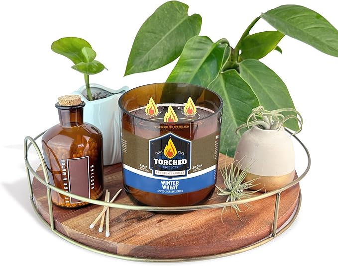 Torched Beer Scented Candles | Natural Soy Wax Candle | Winter Wheat Scent 28 oz | Makes a Great Gift for Men, Beer Lovers, and Collectors | Bar Man-Cave Decor and Accessories