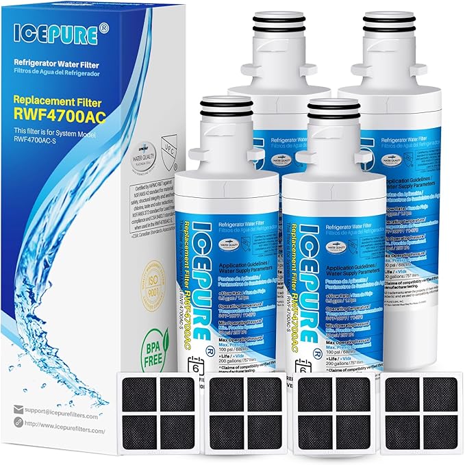 ICEPURE ADQ747935 Replacement for LG LT1000P MDJ64844601, Kenmore Elite 9980, LT1000P PC PCS, LT1000, ADQ74793501 ADQ74793502 ADQ74793504 Refrigerator Water and LT120F ADQ73334008 Air Filter, 4Combo