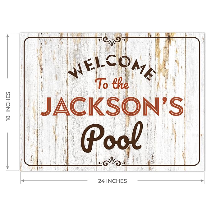 Custom Pool Sign, for Dad and Him Welcome to The Pool for Sign, 18x24 Inches, Rust Free .063 Aluminum, Fade Resistant, Made in USA by Sigo Signs
