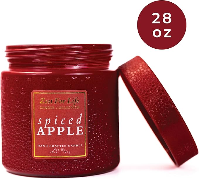 A Cheerful Giver - 28oz Large Scented Candle Jar with Lid- Zest for Life - 130 Hours of Burn Time, Gift for Women (Large, Spiced Apple)