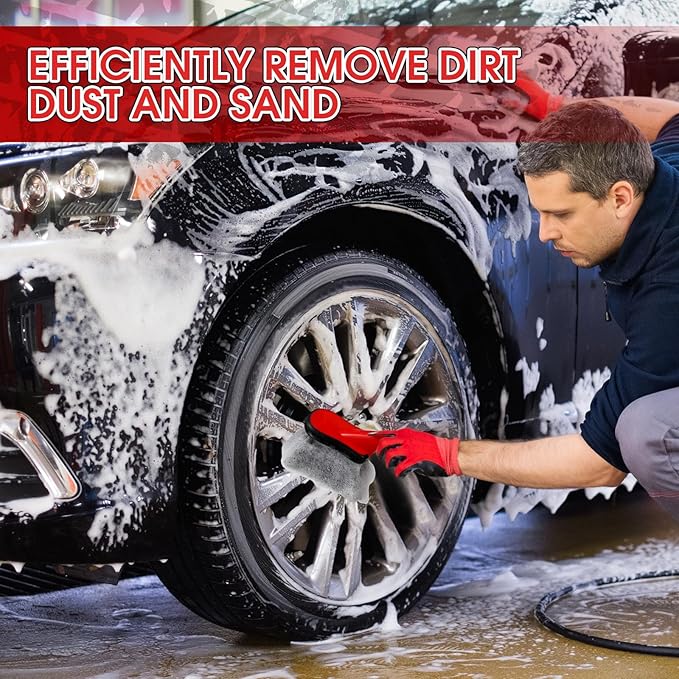 LemonRoad 5 Pack Car Wash Brushes Wheel Cleaner and Tire Brush for Car Detailing Bristle Fender Cleaning Supplies 10.3 inch Short Handle for Rim Carpet Truck SUV Moto RV Motorcycle